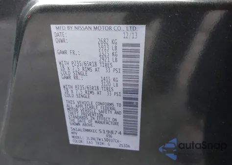 2014 Infiniti Qx60 z USA, uszkodzony, nr VIN 5N1AL0MMXEC519874